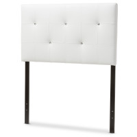 Baxton Studio BBT6432-White-Twin HB Kirchem Upholstered Twin Size Headboard